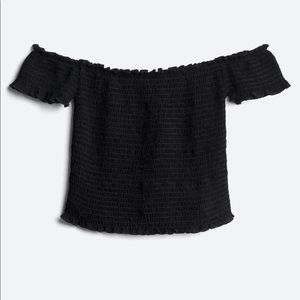 Smocked Off The Shoulder Crop Top